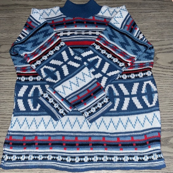 vintage Croquet Club XOXO colorful geometric sweater made in the USA 80s 90s L - Picture 4 of 5